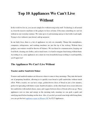 top 10 appliances we can t live