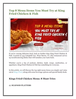 Top 8 Menu Items You Must Try at King Fried Chicken & Fish