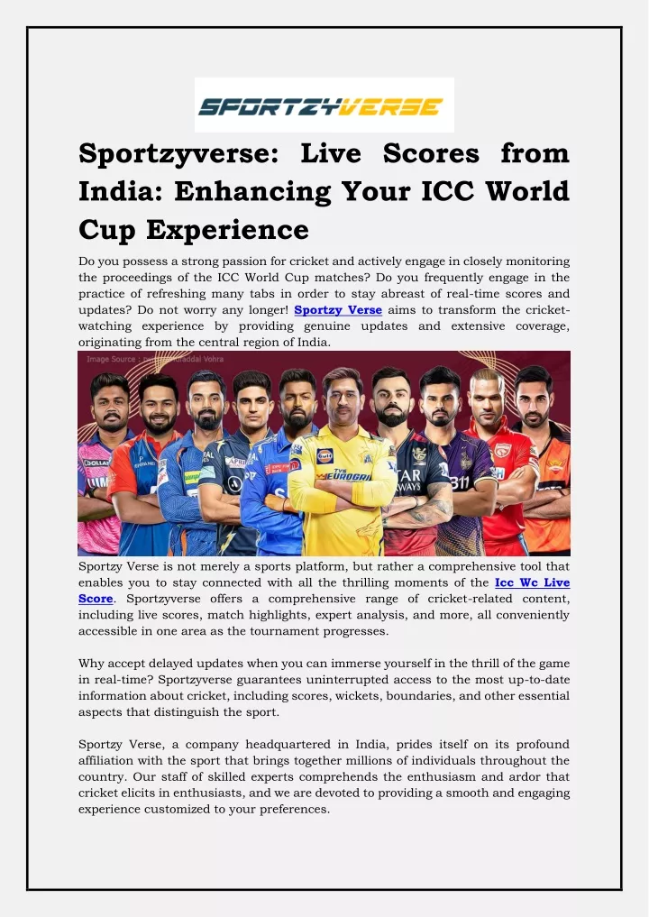 sportzyverse live scores from india enhancing