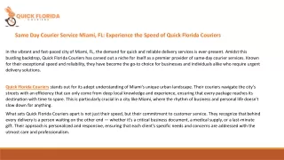 Same Day Courier Service Miami, FL - Experience the Speed of Quick Florida Couriers