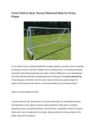 From Field to Goal_ Soccer Rebound Nets for Every Player