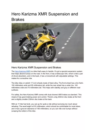 Hero Karizma XMR Suspension and Brakes