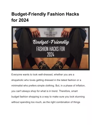 Budget-Friendly Fashion Hacks for 2024