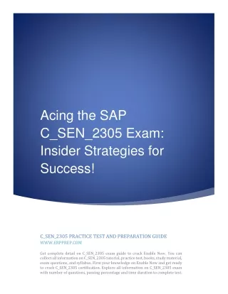 Acing the SAP C_SEN_2305 Exam: Insider Strategies for Success!