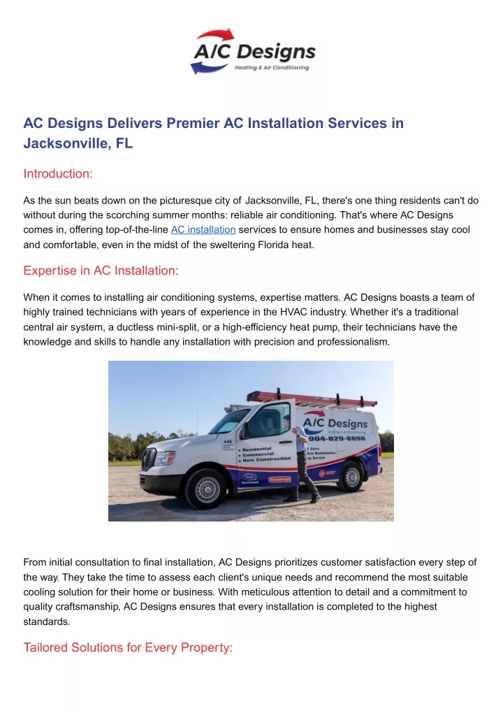 ac designs delivers premier ac installation