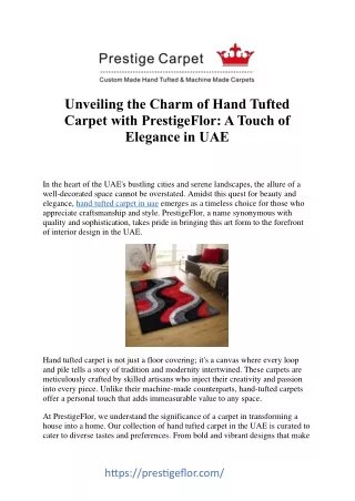 Luxurious Hand-Tufted Carpets: Elegance Redefined in the UAE