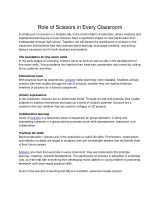Role of Scissors in Every Classroom