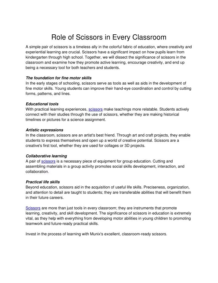 role of scissors in every classroom