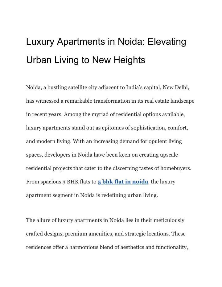 luxury apartments in noida elevating