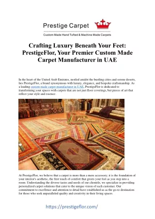 Crafting Comfort: Bespoke Carpet Manufacturer in UAE