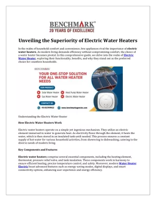 Unveiling the Superiority of Electric Water Heaters