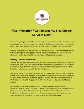 Flea Infestation? Get Emergency Flea Control Services Now!