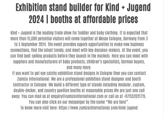 Exhibition stand builder for Kind   Jugend 2024 | booths at affordable prices