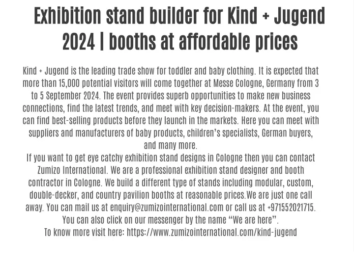 exhibition stand builder for kind jugend 2024