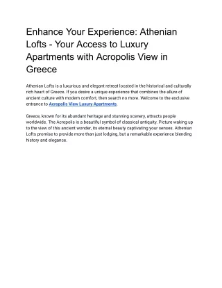 Luxury Apartments Near Acropolis