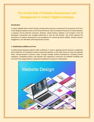The Crucial Role of Website Development and Management in Today