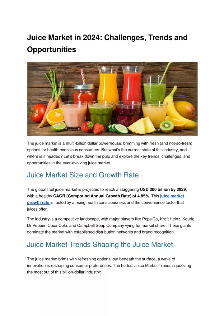 juice market in 2024 challenges trends