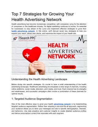 Top 7 Strategies for Growing Your Health Advertising Network