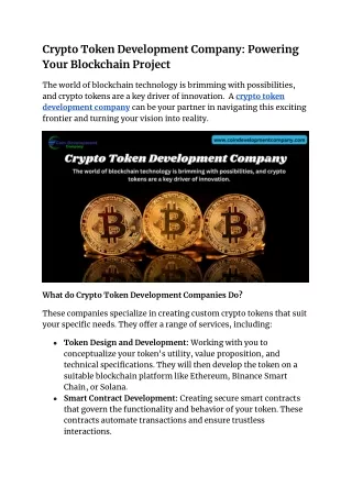 crypto token development company powering your