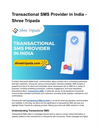 Transactional SMS Provider in India - Shree Tripada