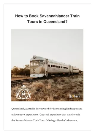 How to Book Savannahlander Train Tours in Queensland?