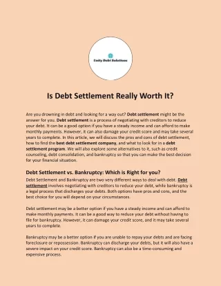 Is Debt Settlement Really Worth It?