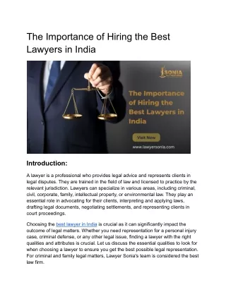 The Importance of Hiring the Best Lawyers in India