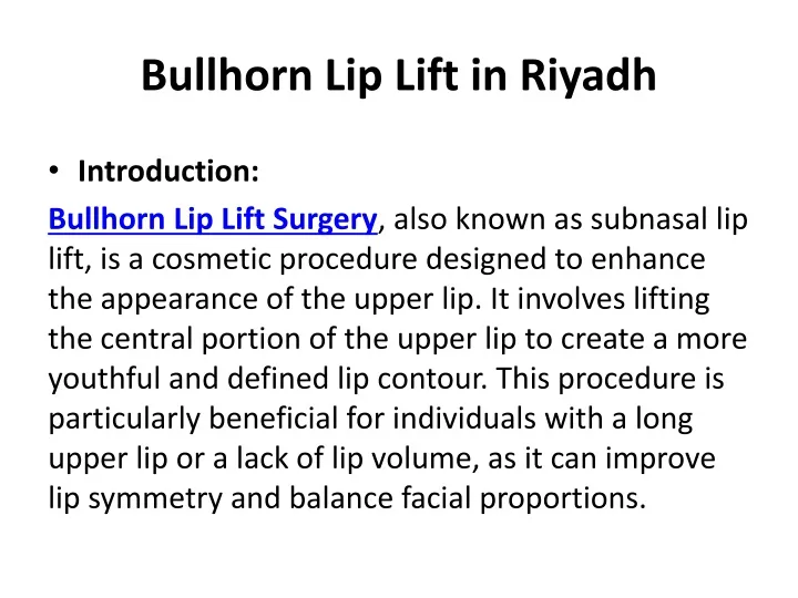 bullhorn lip lift in riyadh