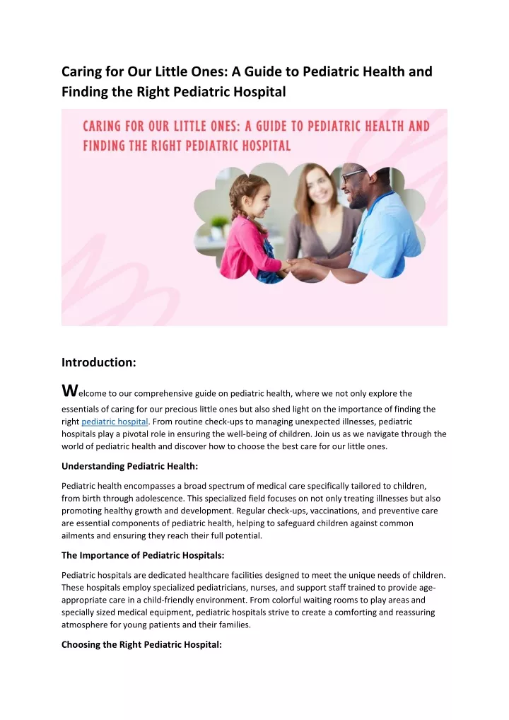 caring for our little ones a guide to pediatric