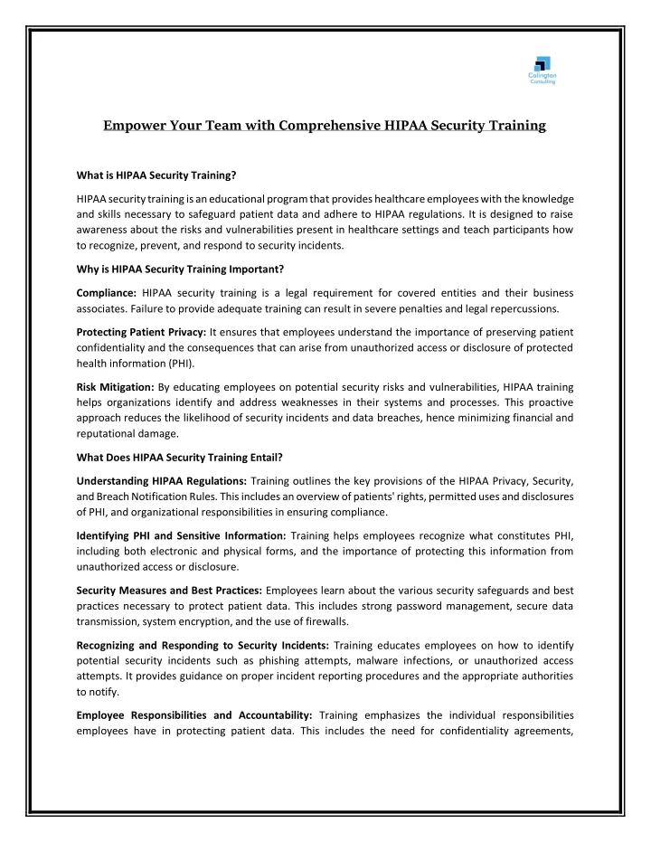 empower your team with comprehensive hipaa