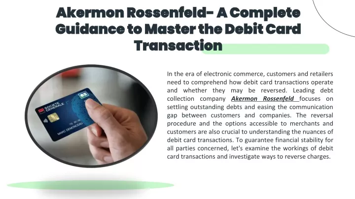 akermon rossenfeld a complete guidance to master the debit card transaction