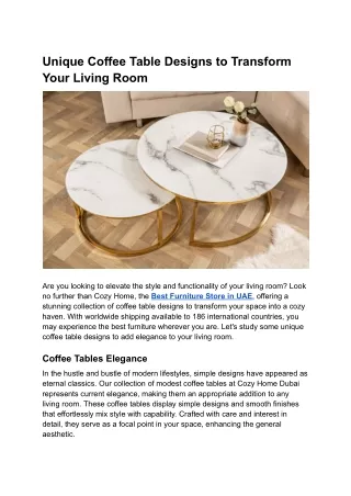 Unique Coffee Table Designs to Transform Your Living Room