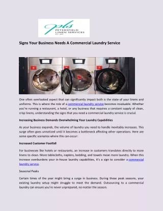 Signs Your Business Needs A Commercial Laundry Service - Petersfield Linen Services