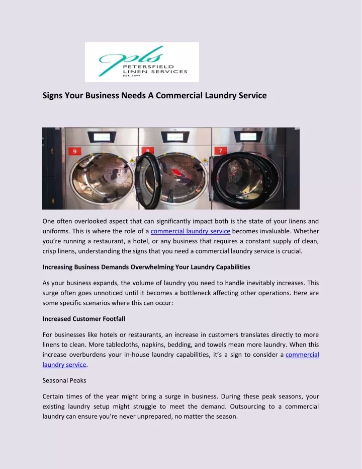 signs your business needs a commercial laundry