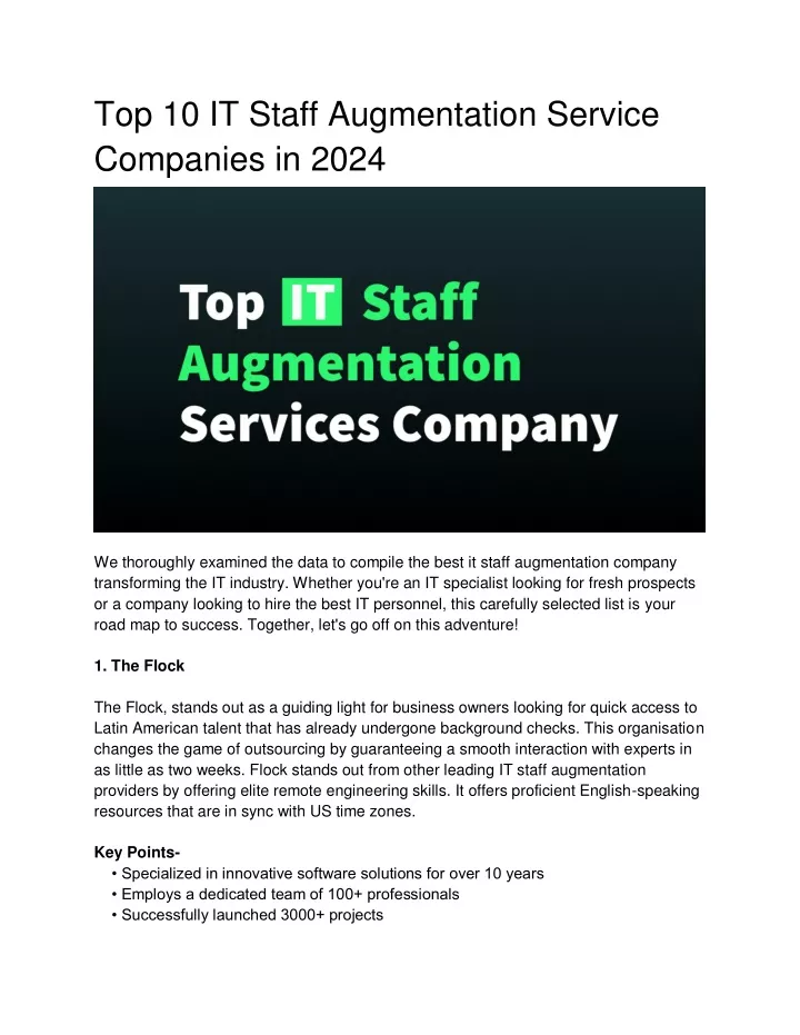 top 10 it staff augmentation service companies