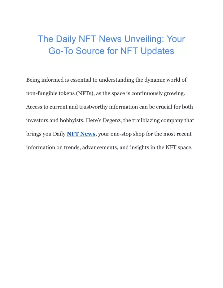 the daily nft news unveiling your go to source