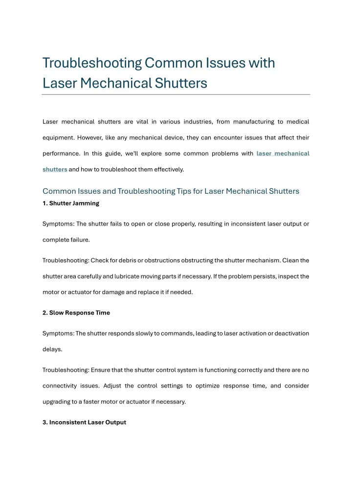 troubleshooting common issues with laser