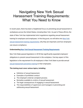 Navigating New York Sexual Harassment Training Requirements: What You Need to Kn