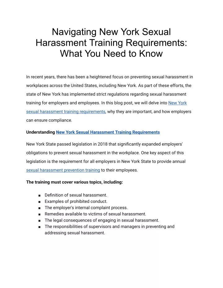 navigating new york sexual harassment training