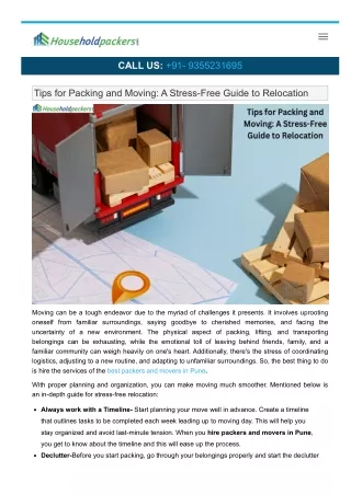 Tips for Packing and Moving A Stress-Free Guide to Relocation