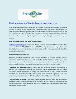 The Importance of Media Destruction After Use - Shred on Site