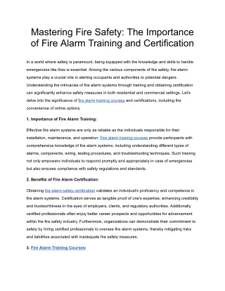 Mastering Fire Safety: The Importance of Fire Alarm Training and Certification
