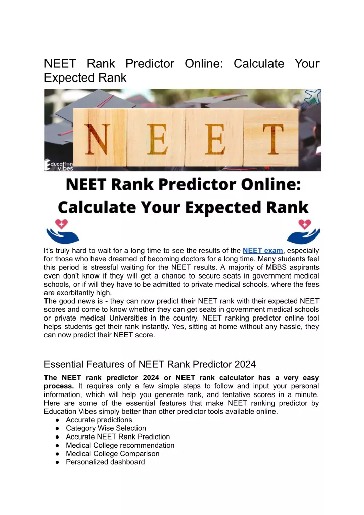 neet rank predictor online calculate your