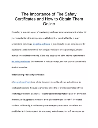 The Importance of Fire Safety Certificates and How to Obtain Them Online