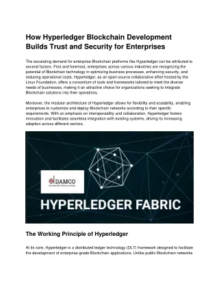Build Quality-Rich Applications with Dedicated Hyperledger Developers