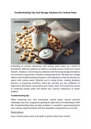 Troubleshooting Tips And Storage Solutions For Cashew Paste
