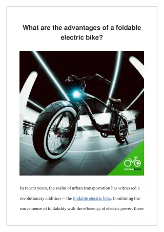 What are the advantages of a foldable electric bike?