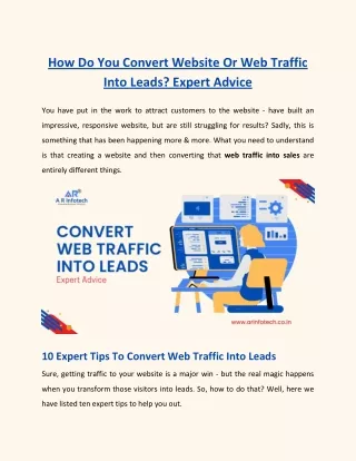 How Do You Convert Website Or Web Traffic Into Leads Expert Advice