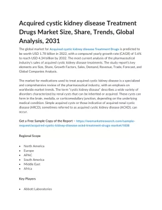 Acquired cystic kidney disease Treatment Drugs Market