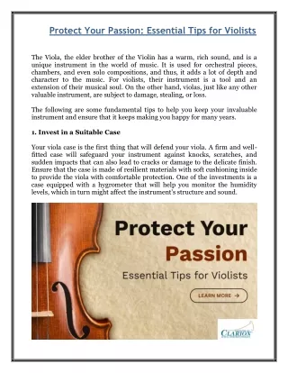 Protect Your Passion - Essential Tips for Violists